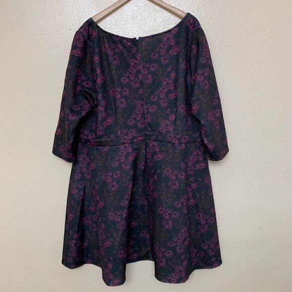 Alexia Admor 2X Plus Dress Floral Purple Fit Flare - Picture 6 of 7